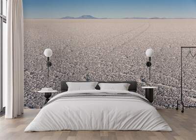 the world's largest salt flat, salar de uyuni in bolivia, photographed at sunrise - south america Wall mural