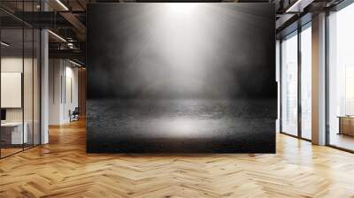 Background of an empty dark room. Empty walls, lights, smoke, glow, rays Wall mural