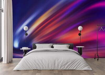 Dark abstract futuristic background. Neon glow, laser shapes, lines. Gradient blurred background. Wall mural