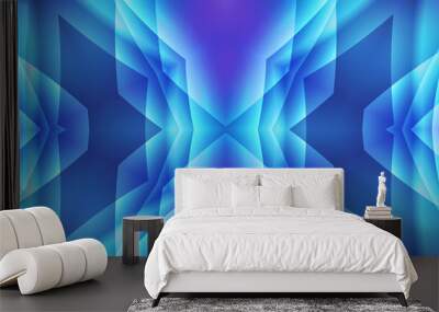 Dark abstract futuristic background. Neon lines, glow. Neon lines, shapes. Pink and blue glow Wall mural