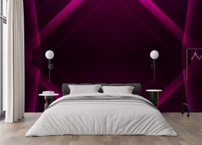 Dark abstract futuristic background. Neon lines, glow. Neon lines, shapes. Pink and blue glow Wall mural