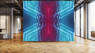 Dark abstract futuristic background. Neon lines, glow. Neon lines, shapes. Pink and blue glow Wall mural