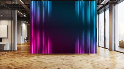 Dark abstract futuristic background. Neon lines, glow. Neon lines, shapes. Pink and blue glow Wall mural