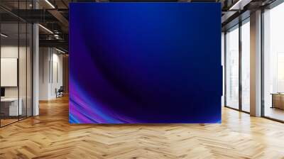 Dark blue abstract background with ultraviolet neon glow, blurry light lines, waves Wall mural