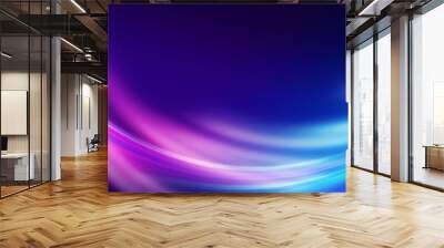 Dark blue abstract background with ultraviolet neon glow, blurry light lines, waves Wall mural