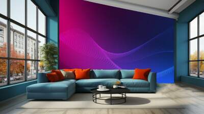 Ultraviolet abstract futuristic background. Neon wave equalizers, neon glow. Wall mural