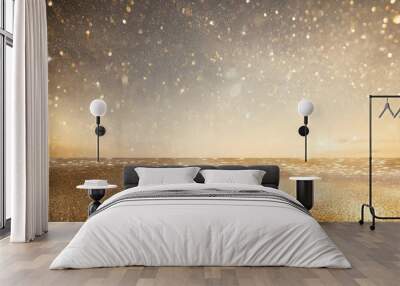 white black glitter texture abstract banner background with space twinkling glow stars effect like outer space night sky universe rusty rough surface grain Wall mural