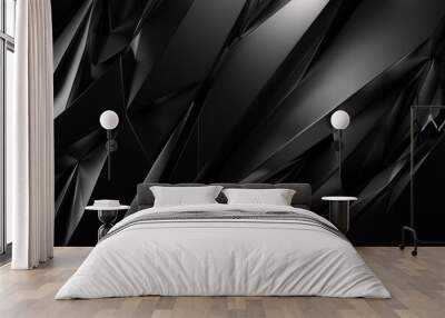 Abstract background, black metallic shards coming out of a surface, bends and lighting making a design, monitor 3:2 Wall mural