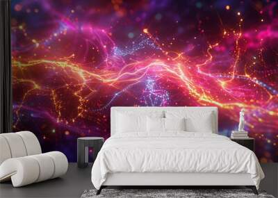 vibrant electric field with dynamic glowing energy and colorful sparks, abstract and vivid Wall mural