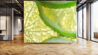 Lemon Slices In Water With Bubbles Wall mural