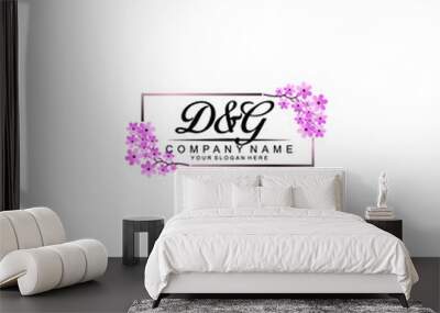 Initial DG Handwriting, Wedding Monogram Logo Design, Modern Minimalistic and Floral templates for Invitation cards Wall mural