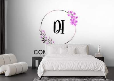 Initial DI Handwriting, Wedding Monogram Logo Design, Modern Minimalistic and Floral templates for Invitation cards Wall mural