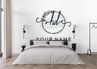 Initial HD Handwriting, Wedding Monogram Logo Design, Modern Minimalistic and Floral templates for Invitation cards Wall mural