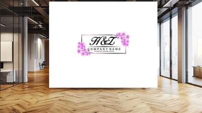 Initial HZ Handwriting, Wedding Monogram Logo Design, Modern Minimalistic and Floral templates for Invitation cards Wall mural