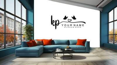 KP Initial handwriting logo template vector Wall mural