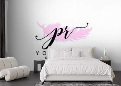 PR Initial handwriting logo template vector Wall mural