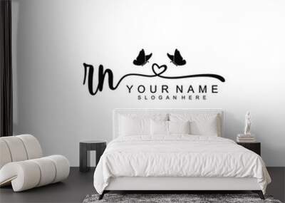 RN Initial handwriting logo template vector Wall mural