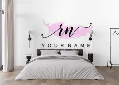 RN Initial handwriting logo template vector Wall mural