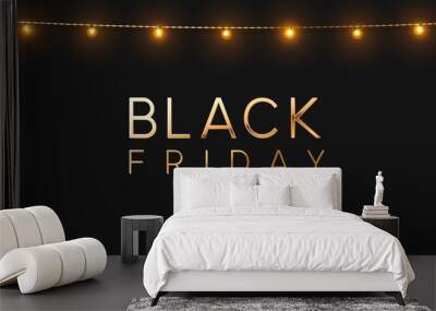 Black Friday Sale. Banner, poster, logo golden color on dark background. Wall mural