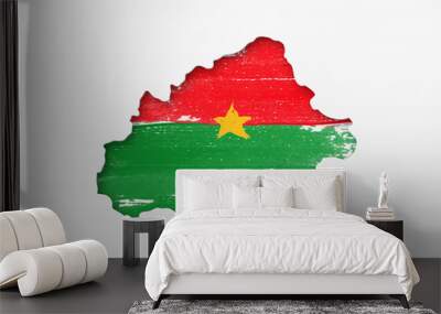 Burkina faso detailed map with flag of country. Painted in watercolor paint colors in the national flag Wall mural