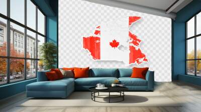 Canada detailed map with flag of country. Painted in watercolor paint colors in the national flag. Wall mural