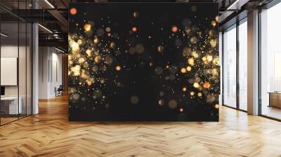 Christmas golden lights. Background of bright glow bokeh. Wall mural