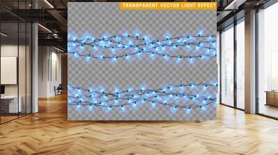 Christmas lights. Xmas glowing lights. Set lights Garlands isolated realistic design elements. Christmas decorations. Holiday Led neon lamp. New Year's festive decor. Vector illustration. Wall mural