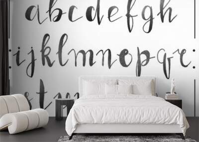 Handwritten calligraphic font alphabet written by a marker Wall mural