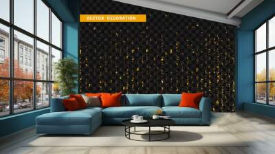 Light effect golden glitter. Background bright gold shining particles isolated on transparent background. Wall mural