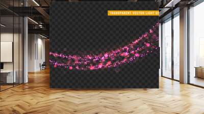 Magic light effect. Stardust pink glitter. Sparkle star dust vector illustration. Glowing sparkling particles on background with transparency Wall mural