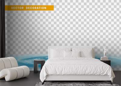 Realistic water ripples and round weave with curle. Vector Isolated with transparent background Wall mural