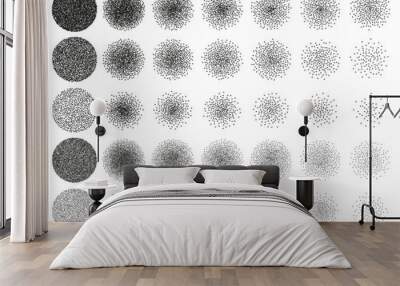 Set of 35 round stipple pattern for design . Spot engraving to create brushes . Engraving for retro backgrounds . Engraving for shade . Highly detailed set of tile engraving for design Wall mural