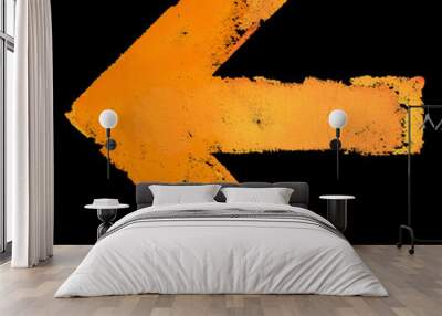 Artistic grunge design left arrow sign isolated on black Wall mural