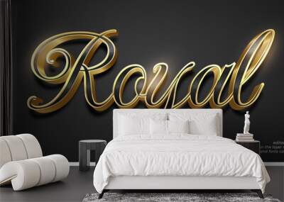 Editable text royal with gold 3d style text effect Wall mural