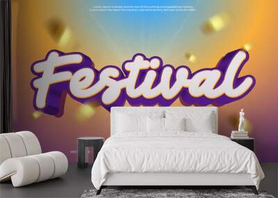 Festival vector text effect template design with 3d style Wall mural