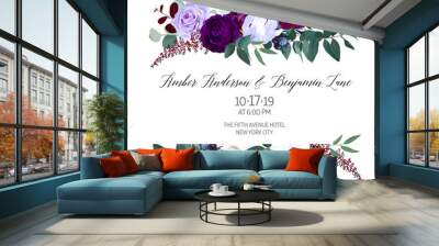 Elegant seasonal dark flowers vector design wedding frame Wall mural