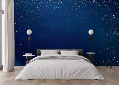 Magic night dark blue frame with sparkling glitter bokeh and light art Wall mural