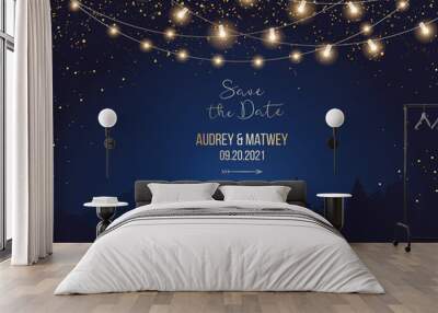 Magic night wedding lights vector design invitation Wall mural