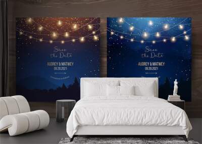 Magic night wedding lights vector design invitations Wall mural