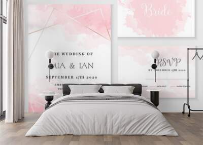 Stylish dusty pink and gold geometric vector design cards. Wall mural