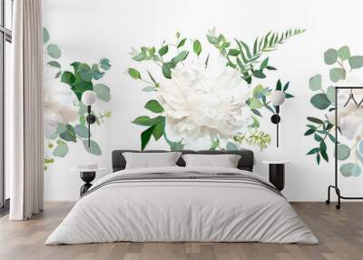 Wedding white flower vector design bouquets Wall mural