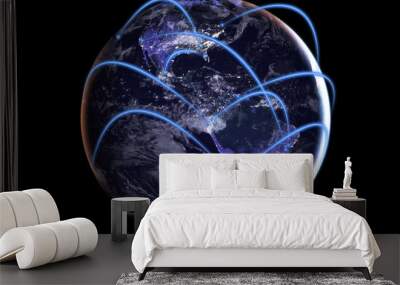 Global connectivity concept with worldwide communication around the globe seen from space - contains elements furnished by NASA Wall mural