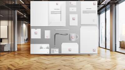 Set of mockup. Layouts with an example logo for your style. Set of envelopes, cards, folders, etc. Vector illustration Wall mural