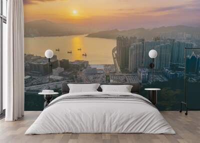 cityscape and city scene of Tseung Kwan O Junk Bay Feb 25 2024 Wall mural