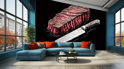 the AI Image Generator, Raw beef fillet steaks Wall mural