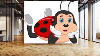 cute cartoon ladybug on white background Wall mural