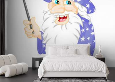 old Wizard holding a magic wand Wall mural