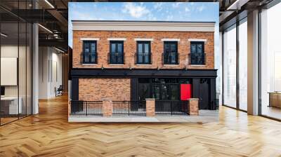 Brick Commercial Building with Black Accents Wall mural