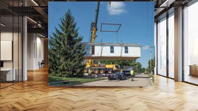 Modular Home Lifted from Carrier Truck  Wall mural