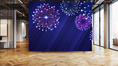 Abstract glowing neon colored festive fireworks light background Wall mural